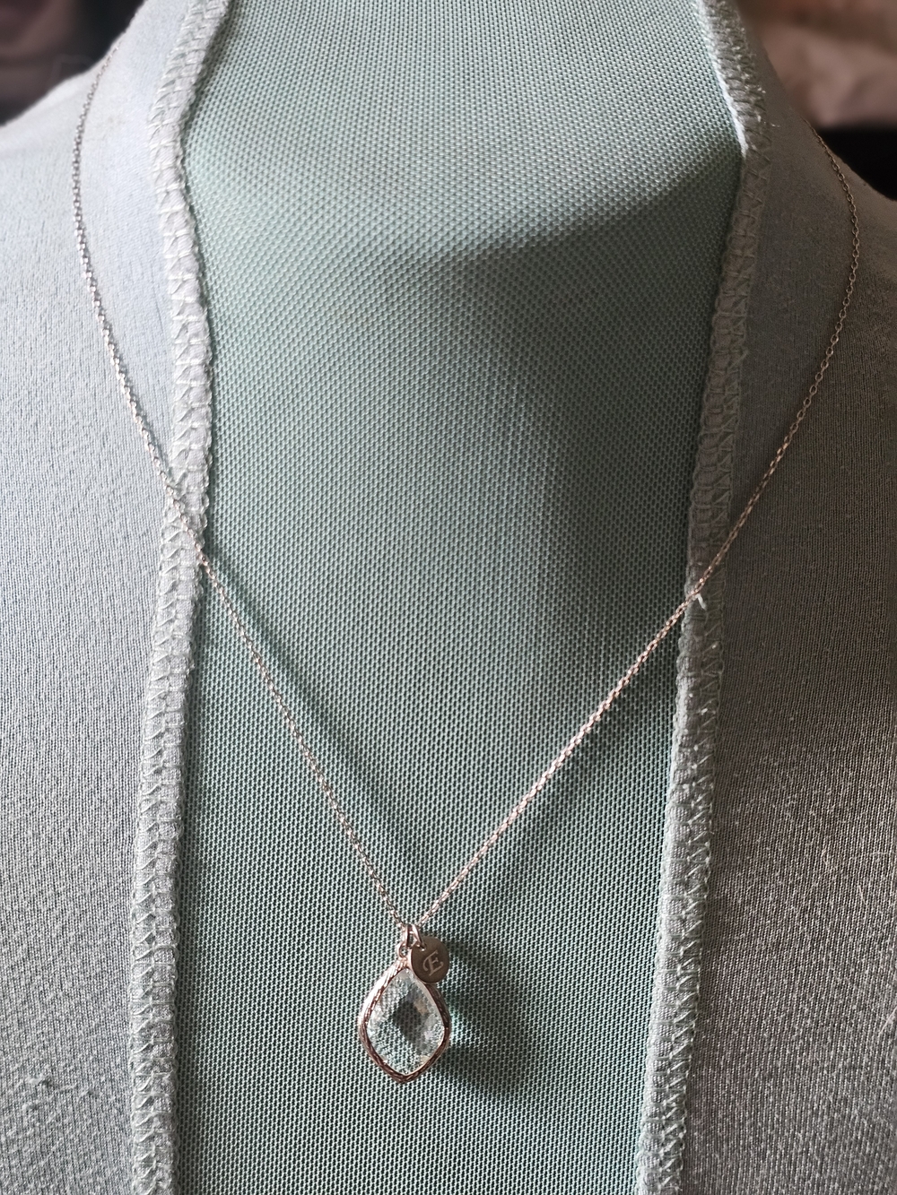 Sterling Silver Open Teardrop Crystal Pendant Necklace